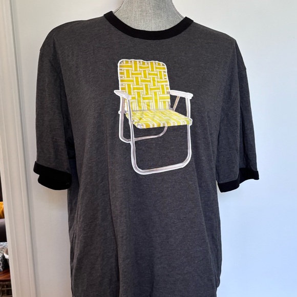 Other - Gray and black ringer tee shirt with lawn chair graphic sz L